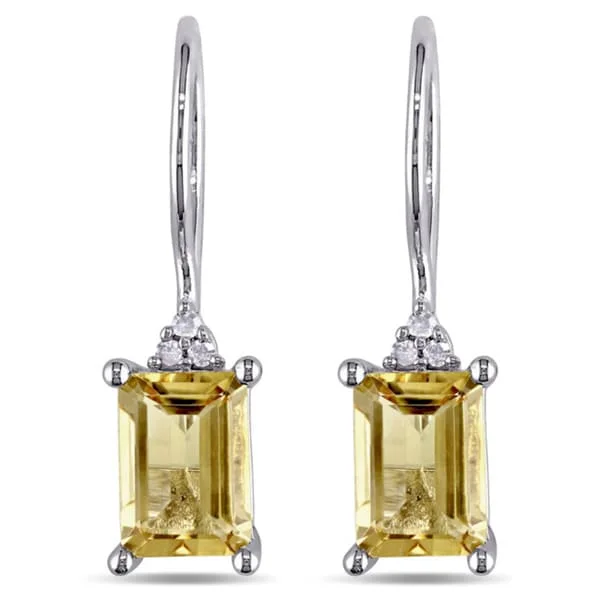 Single pearl earrings-Miadora Sterling Silver Citrine and Diamond Earrings