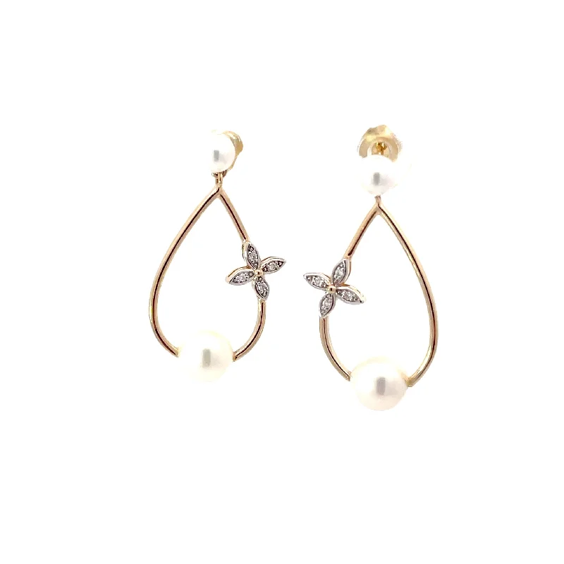 Brushed gold earrings-Pearl Earring