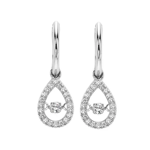 Etched design earrings-10KT WHITE GOLD DIAMOND (1/5CTW) EARRING