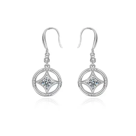 Crisscross earrings-Sally Round Pearl & Lab Diamond Dangling Earrings