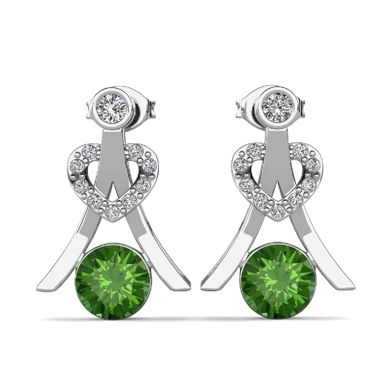 Spiral shape earrings-Serenity August Birthstone Peridot Earrings 18k White Gold Plated Silver Earrings with Round Cut Swarovski Crystals