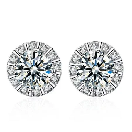 Petal-shaped earrings-Serenity Lab Diamond Earrings