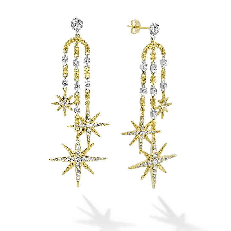 Petal-shaped earrings-Studio 18K Gold Diamond Drop Earrings