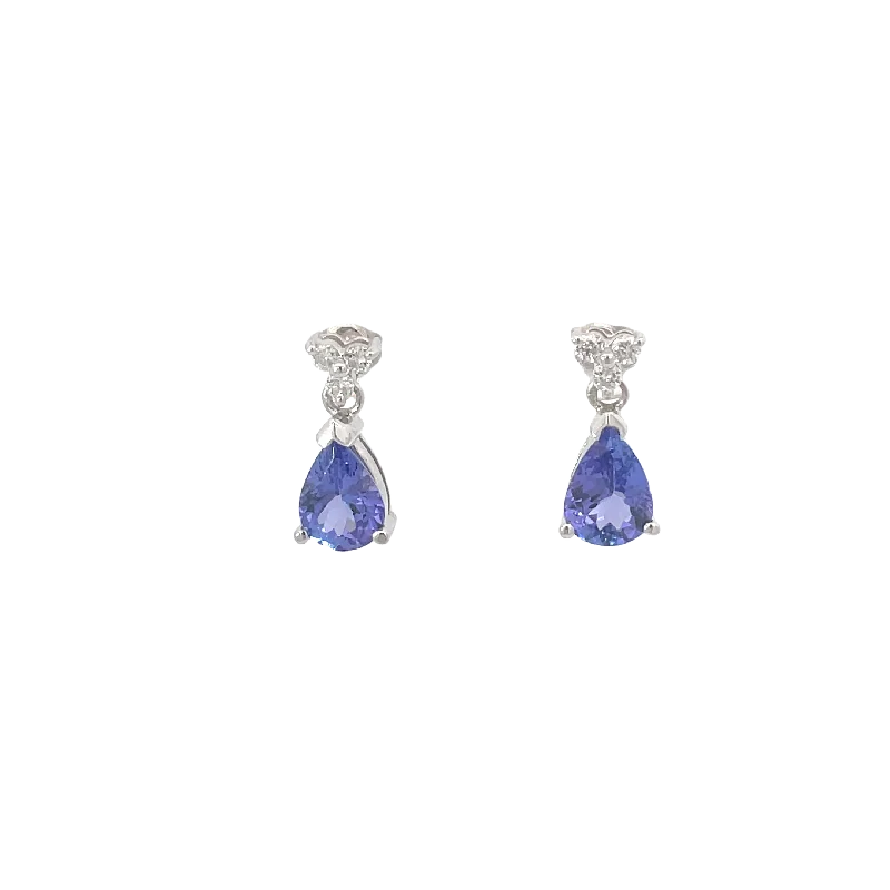 Colorful enamel earrings-Tanzanite and Diamond Drop Earrings