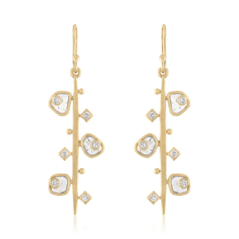 Linked hearts earrings-TWILIGHT DIAMOND SLICE LINEAR EARRINGS